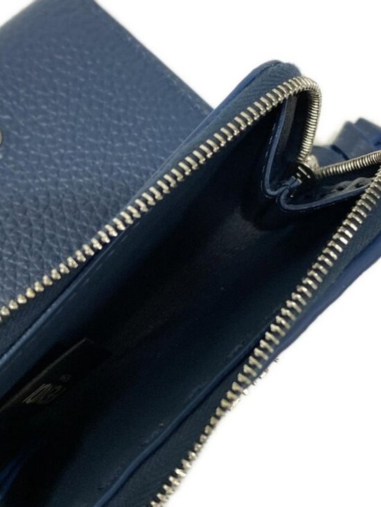 Fendi Trifold Wallet Selleriapeekaboo Navy L-shaped Zipper Leather - Picture 4 of 6